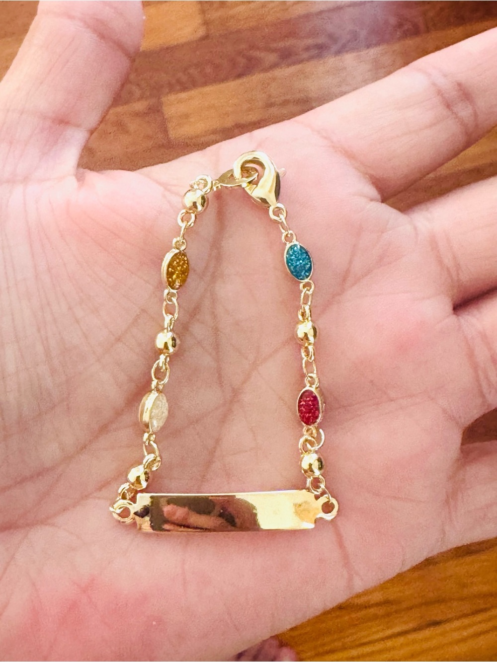14K Gold Plated Multi-Color beads Bar kids’s Bracelet. New